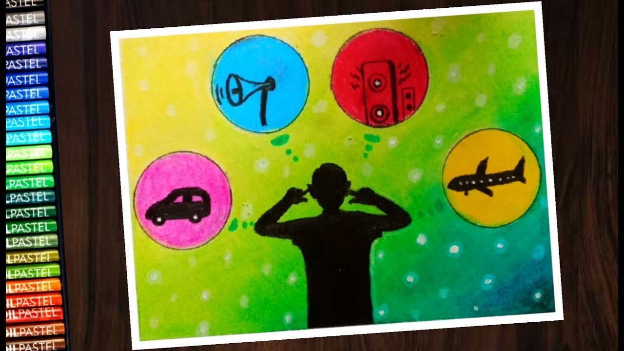 Noise pollution poster ( stop noise pollution ) drawing for beginners - step by step