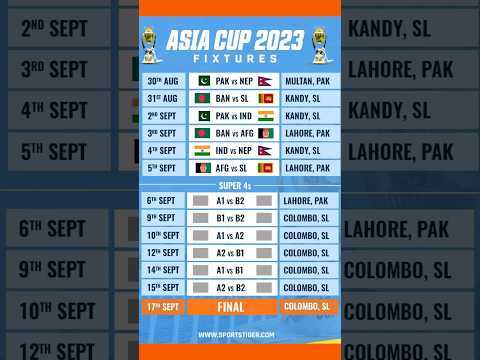ASIA CUP SCHEDULE | ASIA CUP 2023 FINAL SCHEDULE | Asia Cup 2023 Time Table