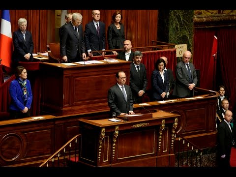 French congress erupts into rendition of "la Marseillaise", tribute to Paris victims