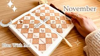Cozy November Plan With Me 🤎 | Bullet Journal Setup Using Stamps & Glitter Pens