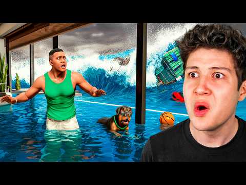 Un TSUNAMI GIGANTE DESTRUYE la CASA de FRANKLIN en GTA 5! 🌊🏡 (Mods)