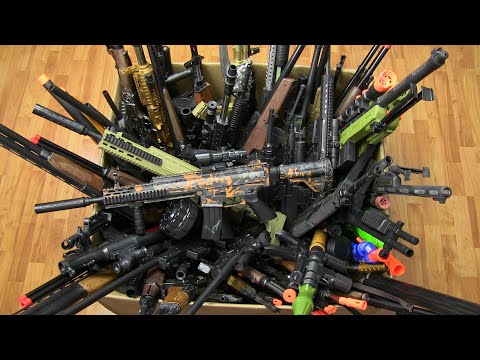 Big Box of Rifles Toys !Military Guns Toys & Equipments, Box of Toys and Toy Weapons