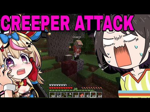 Polka Livecam Got Blown Off By Creeper And Everyone Rush To Help | Minecraft [Hololive/Sub]