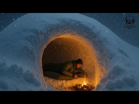 Solo Survival in a Dugout Shelter Under 10ft of Snow – Winter Storm Camping
