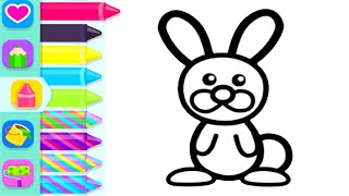 How to Draw a Playful Rabbit ? - Step by Step Animal Drawing - Kids Drawing Games for Toddler