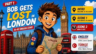 Bob Gets Lost in London 🇬🇧 | Easy English Story for Beginners (A1-A2) English/Türkçe Part 01