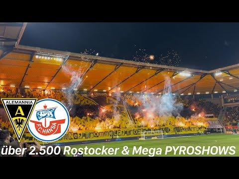 TSV Alemannia Aachen - FC Hansa Rostock | 2 Mega Pyroshows, Choreo & Super Stimmung bei engem Spiel