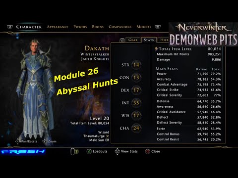 Neverwinter Mod 26 - Unlocking Abyssal Hunts - Demonweb Pits Thaum Wizard 80k Gameplay