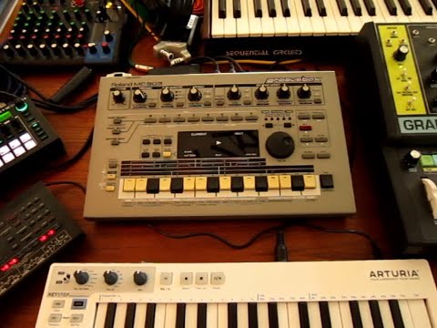 Using the Roland MC-303 Groovebox to sequence external hardware synthesizers over midi.