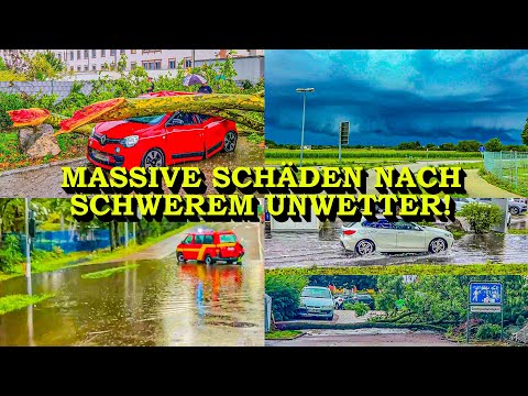 +++ MASSIVE SCHÄDEN NACH SCHWEREM UNWETTER +++ STRASSEN ÜBERSCHWEMMT | BÄUME AUF AUTOS | OFFENBURG