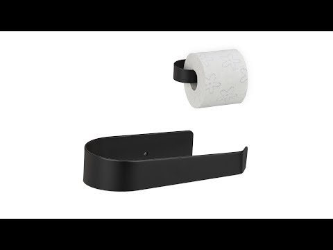 Porte-papier toilette noir en inox Noir - Métal - 16 x 4 x 8 cm