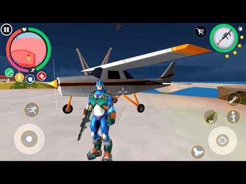 Rope hero vice town naxeex military base | Airplane jump to fly on villain location | Games on