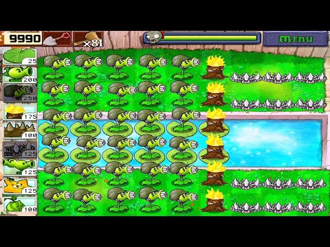 Plant vs Zombie • Gatling Pea & Spikerock vs All Zombies • Full Walkthrough HD [ 1080p ]