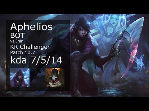 Aphelios vs Jhin ADC - KR Challenger 7/5/14 Patch 10.7 Gameplay // [롤] 아펠리오스 vs 진