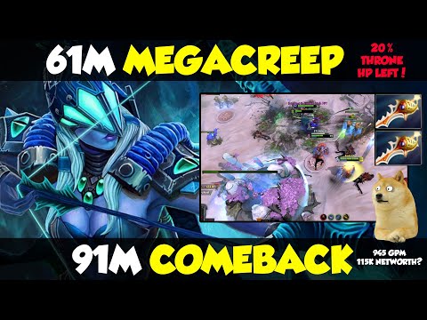 Drow Ranger 2 x Divine Rapier 20% HP Throne Mega-Creep COMEBACK! 91 Minutes Epic Game - Dota 2