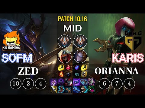 SN SofM Zed vs GEN Karis Orianna Mid - KR Patch 10.16