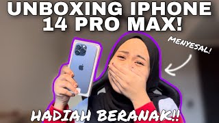 UNBOXING IPHONE 14 PRO MAX! HADIAH BERANAK!! IPHONE AKU HAMPIR.. 😭