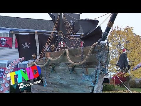Man builds pirate ship display for Halloween