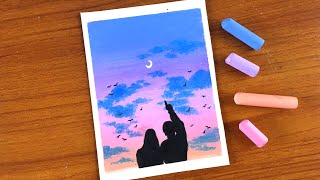 Oil Pastel Couple Painting for beginners | Oil Pastel Drawing