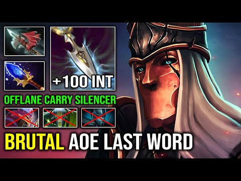 CRAZY +100 Perma INT Offlane Silencer Carry AoE Last Word Brutal Burst DPS with Full Aghanim Dota 2