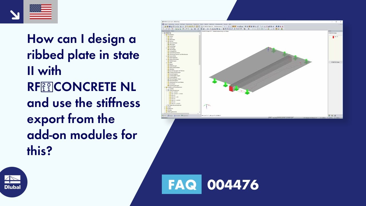 FAQ 004476 | How can I design a ribbed plate in state II with RF‑CONCRETE NL and use the stiffness ...