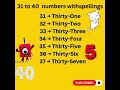31 To 40 Numbers With Spelling Easy Counting Shorts Maths Spelling Viral English Yt