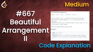 YouTube video 'Beautiful Arrangement II | Live Coding with Explanation | Leetcode - 667'