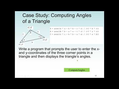 Java Math Class Using the Methods in the Math Class Java code to compute the angles of a triangle