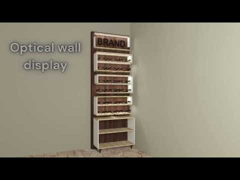 Wall Mount Backwall Unit With Acrylic Shelf, Panel Lights And Glass Shutters