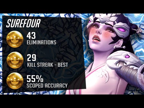 Surefour Top 500 Widow - 43 elims! [ Overwatch Season 27 Top 500 ]