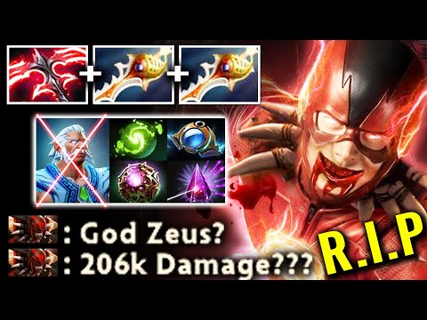 WTF! DESOLATOR LVL 2 + 2x Divine Rapier Bloodseeker vs 206K DAMAGE God Zeus   Epic 78min Game Dota 2