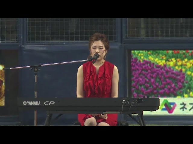 【試合前】松尾優さんがピアノ弾き語りで国歌独唱 2017/4/30 Bs-H