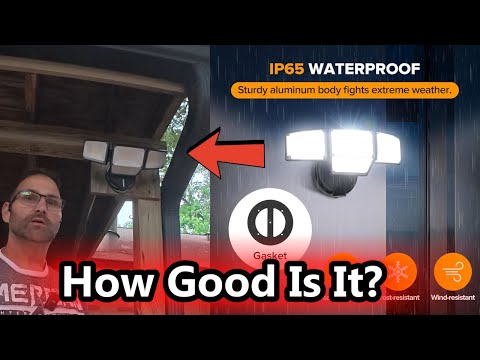 LUTEC 80W 9000LM LED Security Light Hardwire Motion Sensor Outdoor Lights, 4 Head LED Flood Lights Outdoor 5000K Daylight, IP65 Waterproof, Motion Detected Lights for Outside, Garage, Yard (Black) video review thumbnail