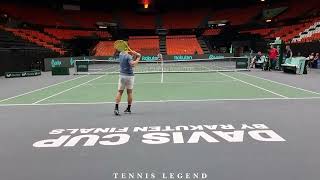 Miomir Kecmanovic vs. Filip Krajinovic Practice Points (Court Level View - Davis Cup Group Stage)