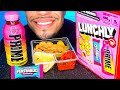 LUNCHLY MRBEAST PRIME NACHO CHEESE SAUCE DIPPING CHOCOLATE BAR EATING SHOW SOUNDS ASMR JERRY
