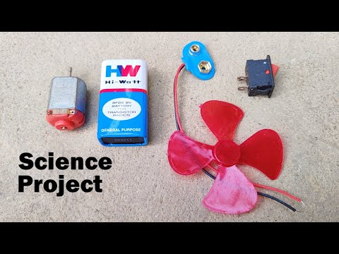 How to make mini dc motor fan with 9v battery | Science project