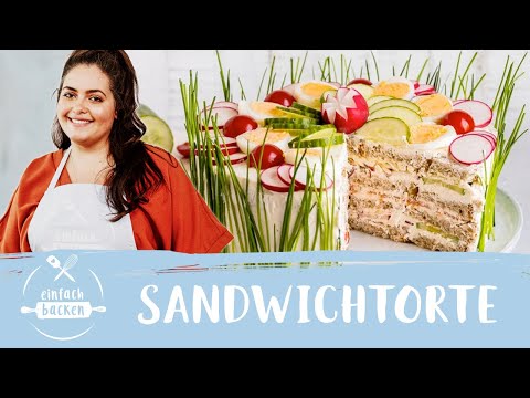 Sandwichtorte – herzhaft und unglaublich lecker! 😋 Mit Frischkäse und Lachs I Einfach Backen