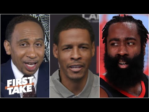 斯蒂芬-A.問斯蒂芬-西拉斯關於詹姆斯-哈登的交易流言|First Take。 (Stephen A. asks Stephen Silas about James Harden trade rumors | First Take)