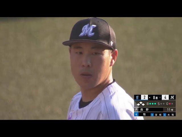 【8回表】マリーンズ・西野勇士 一打逆転の大ピンチで1-2-3のダブルプレー!! 2022年6月12日 千葉ロッテマリーンズ 対 横浜DeNAベイスターズ