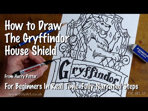 How To Draw the Gryffindor Coat of Arms Hogwarts...