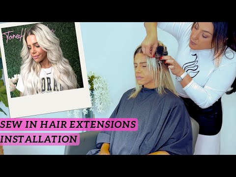 Sew in Hair Extensions Installation using The Swan...