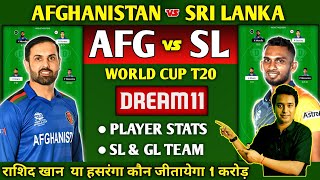 Afghanistan vs Sri Lanka Dream11 Team, AFG vs SL Grand League Team Prediction, AFG vs SL GL Team.