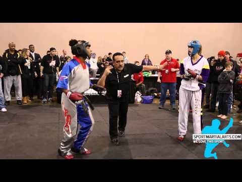 Morgan Plowden vs Raelynn Perkins - Womens Team Sparring Final Rd 2 - Amerikick Internationals 2015