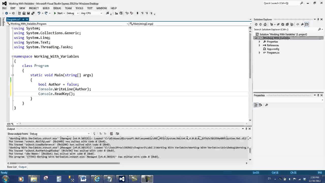 C# 2012 Data Types Lab 2.1