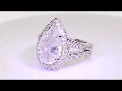 6.40 ctw Diamond Engagement Ring - Pear Shape G SI2 | BigDiamondsUSA