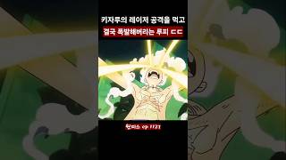 키자루의 레이저에 결국 폭발해버리는 루피