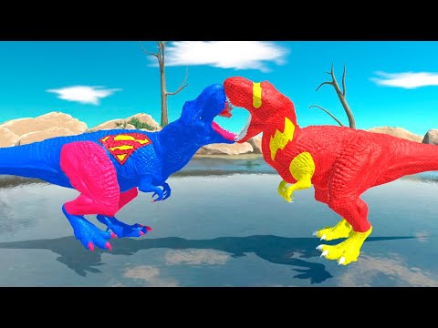 SUPERMAN VS SHAZAM. T-REX VS T-REX - Animal Revolt Battle Simulator