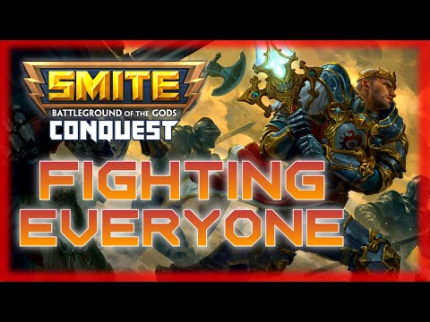 FIGHTING EVERYONE - King Arthur Solo Gameplay - Smite Conquest