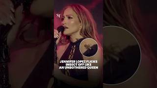 Jennifer Lopez flicks crawling insect off while singing during European tour