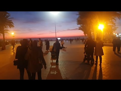 Walking Tour in Corniche de la plage d'Agadir nightlife and happy new year